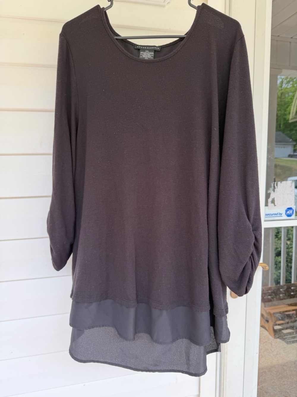 Grace Elements Black Layered-Hem Blouson Sleeve Tunic